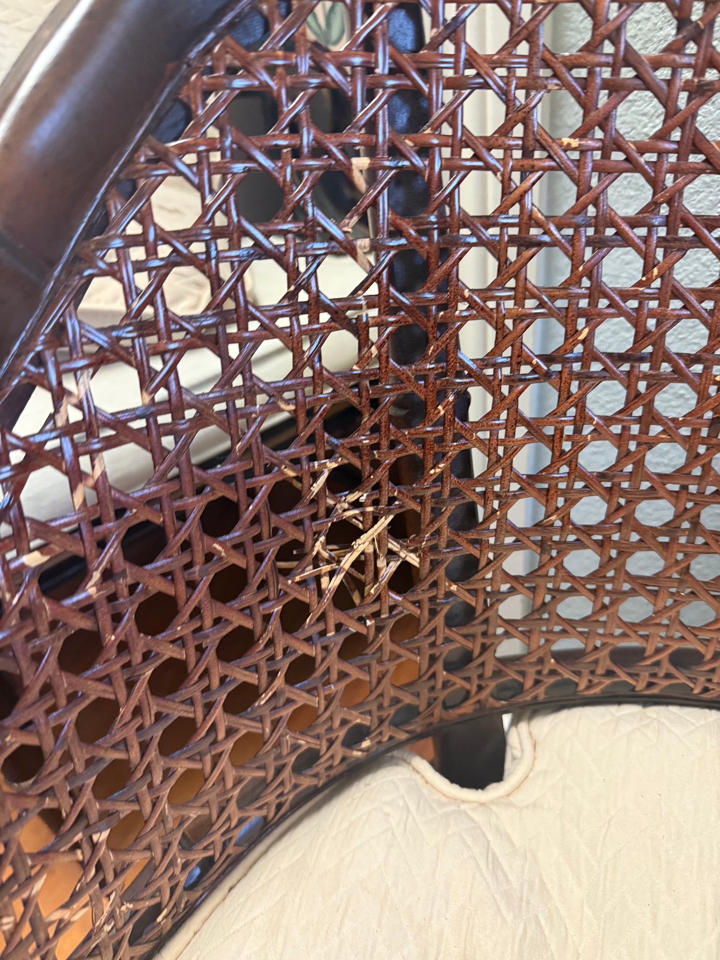 Pair of faux bamboo barrel back chairs