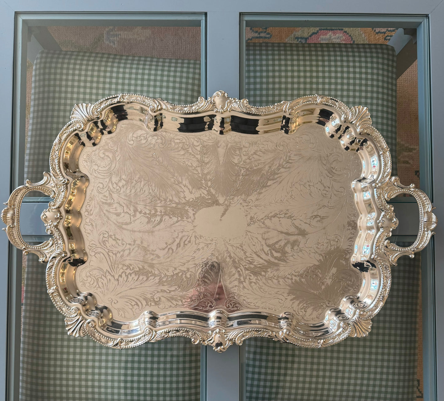 Baltimore Silver Co. Ornate Footed Serving Tray with Handles