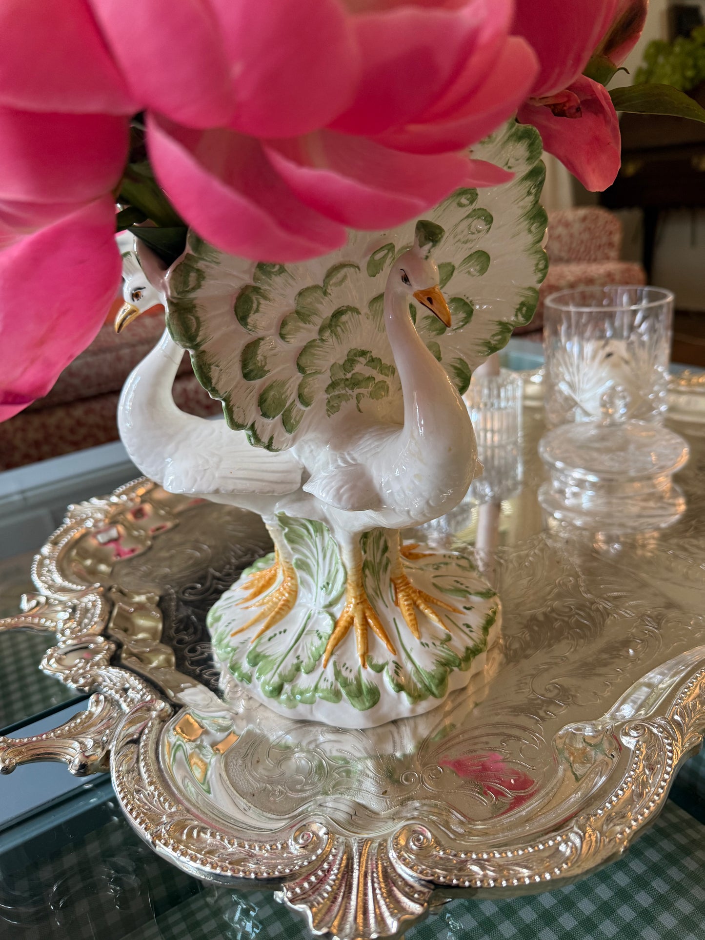 Italian Ceramic Peacock planter