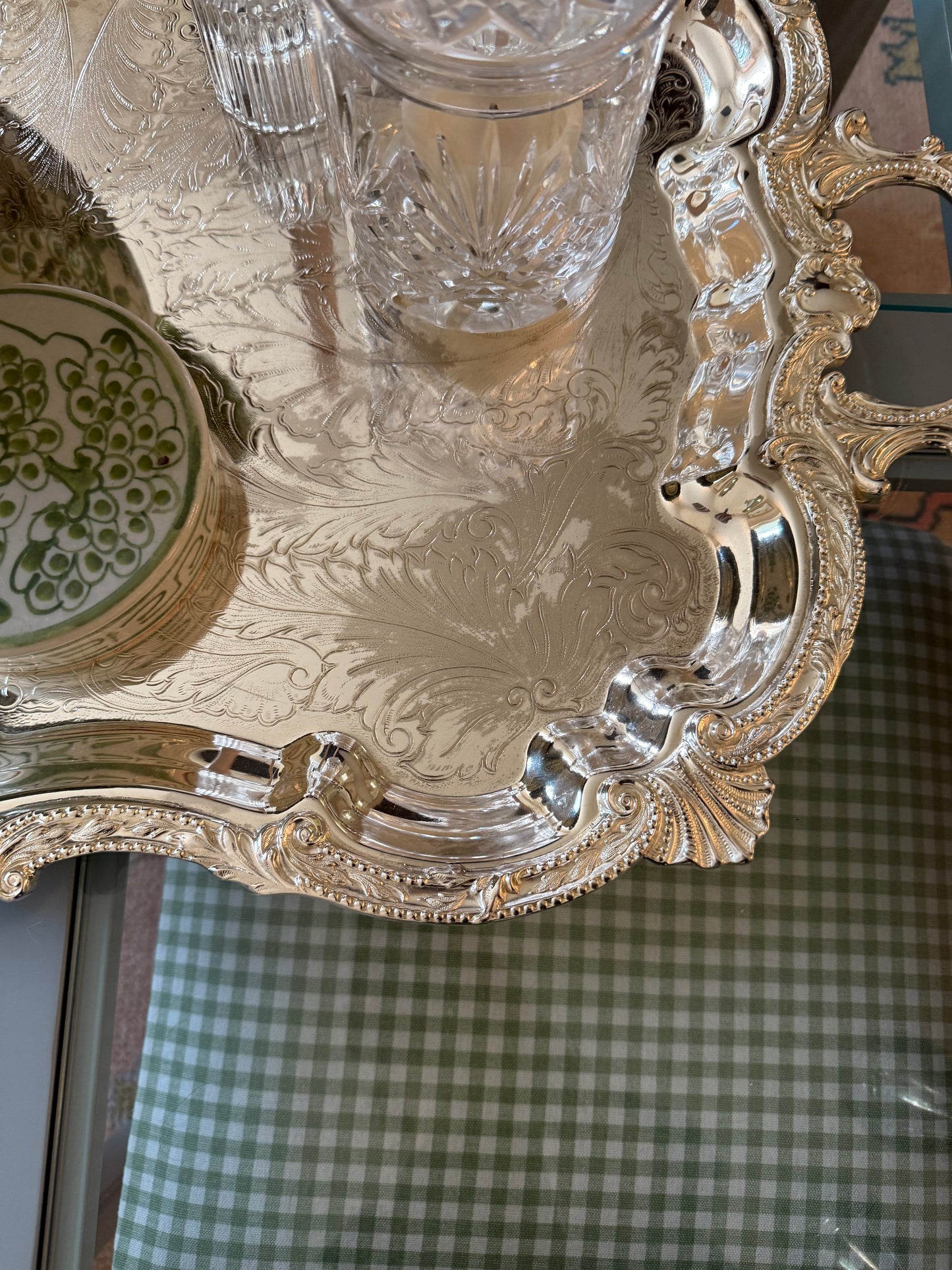 Baltimore Silver Co. Ornate Footed Serving Tray with Handles