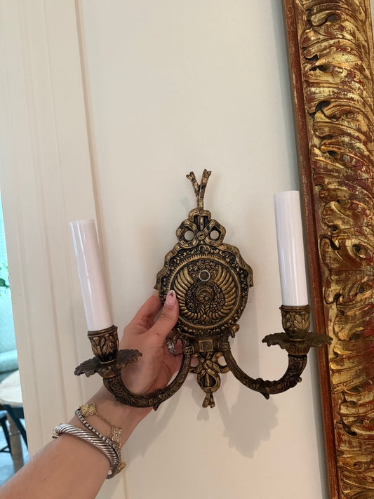 Brass Wall sconce PAIR with bow details
