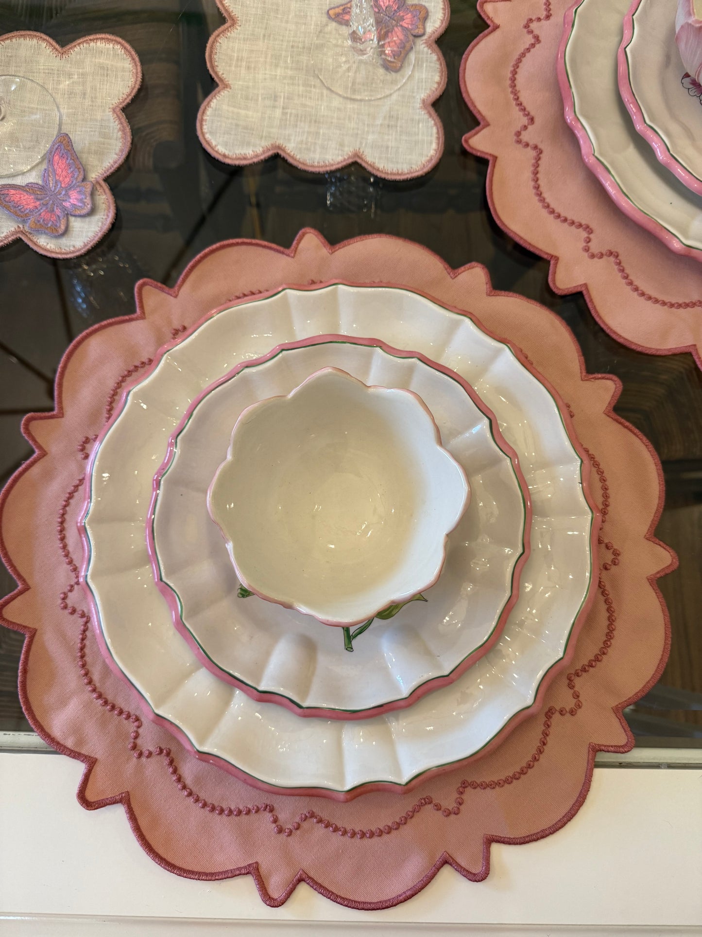Vintage Italian Hydrangea Dinnerware Set (32 pieces)- Service for 8