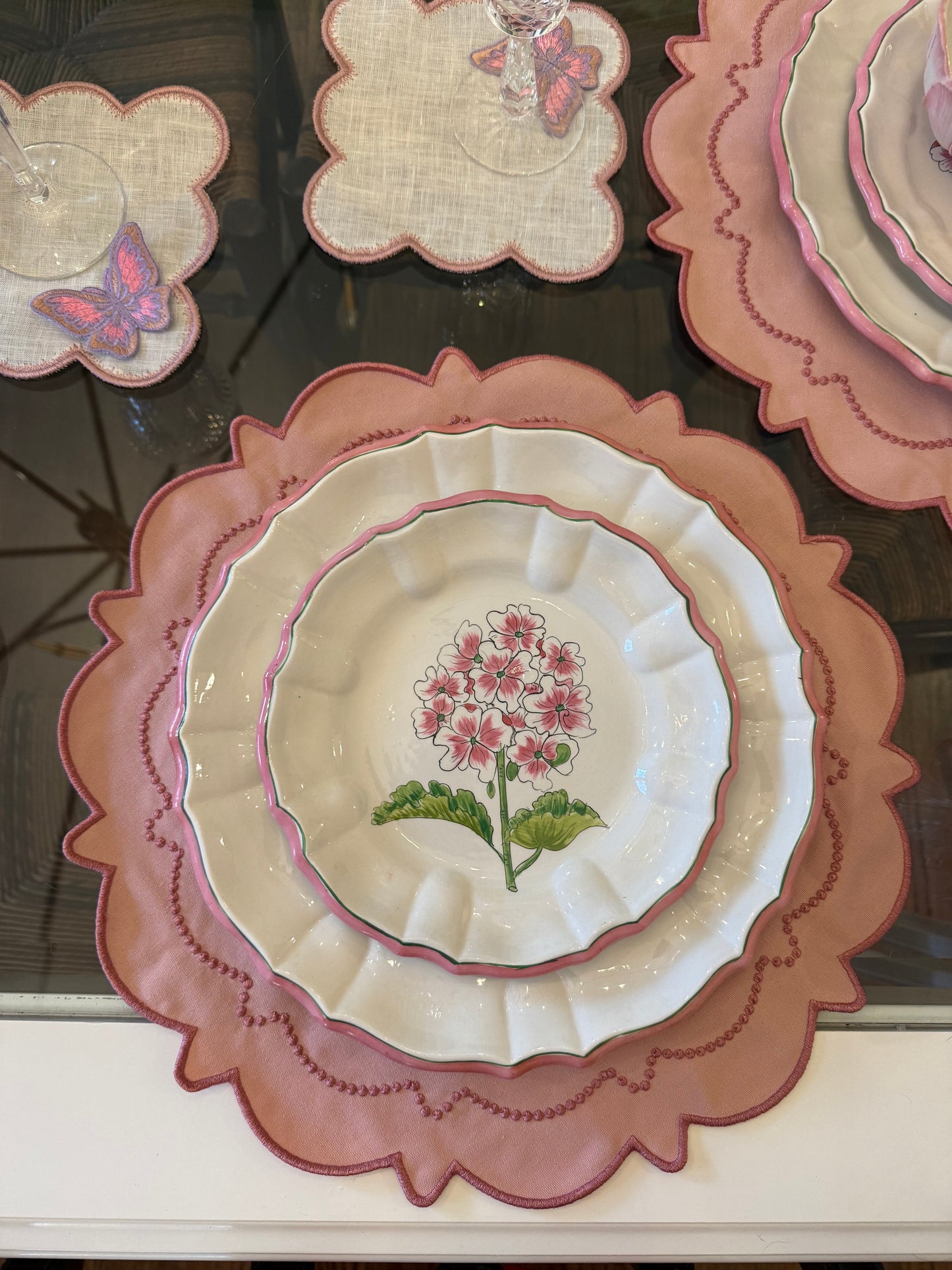 Vintage Italian Hydrangea Dinnerware Set (32 pieces)- Service for 8