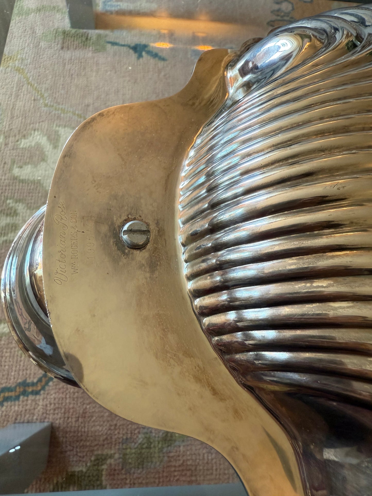 Large Silver Plated Clam Shell Appetizer Dish With Dip Bowl