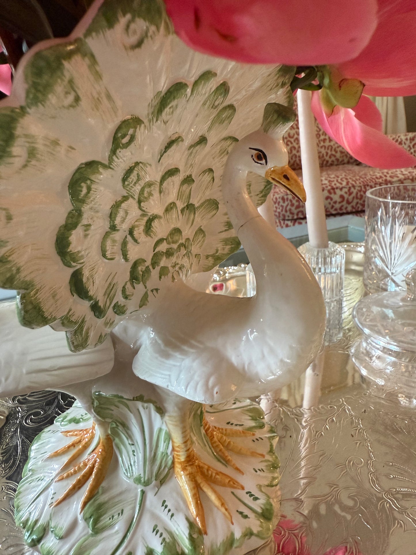 Italian Ceramic Peacock planter