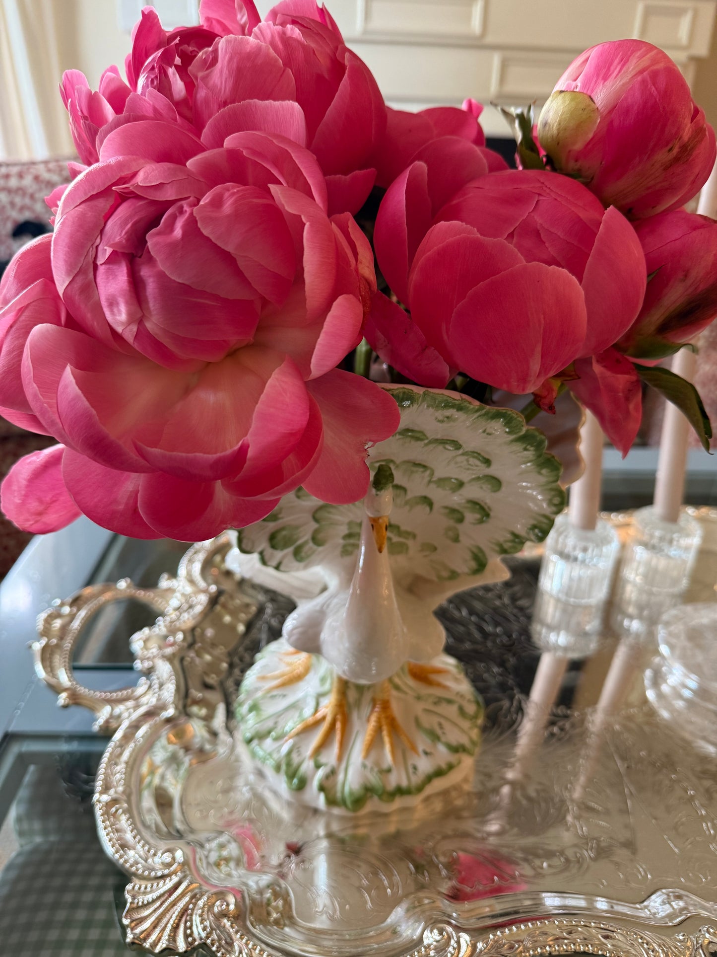 Italian Ceramic Peacock planter