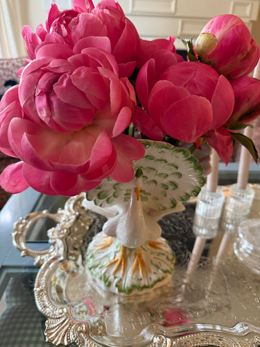 Italian Ceramic Peacock planter