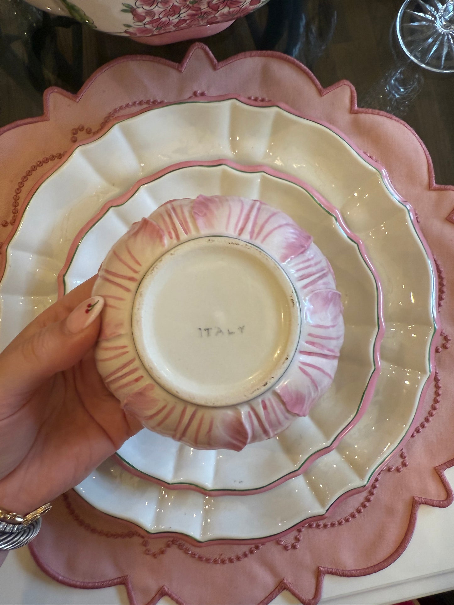Vintage Italian Hydrangea Dinnerware Set (32 pieces)- Service for 8