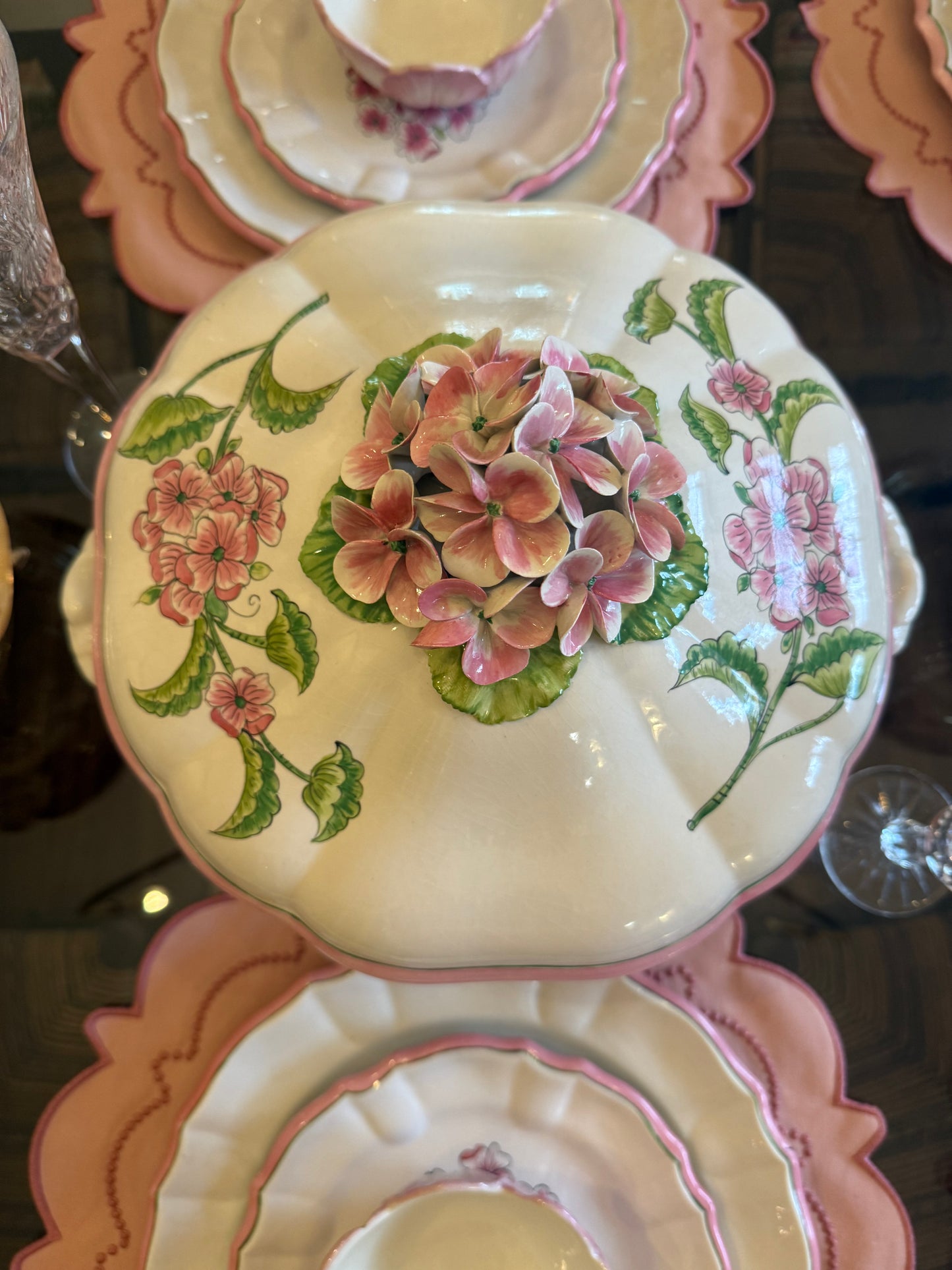 Vintage Italian Hydrangea Dinnerware Set (32 pieces)- Service for 8