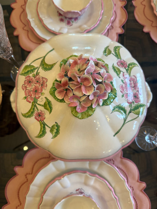 Vintage Italian Hydrangea Dinnerware Set (32 pieces)- Service for 8