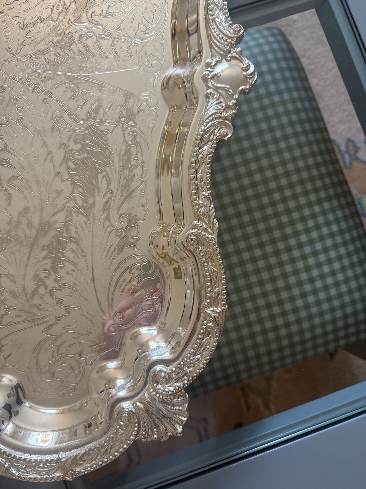 Baltimore Silver Co. Ornate Footed Serving Tray with Handles