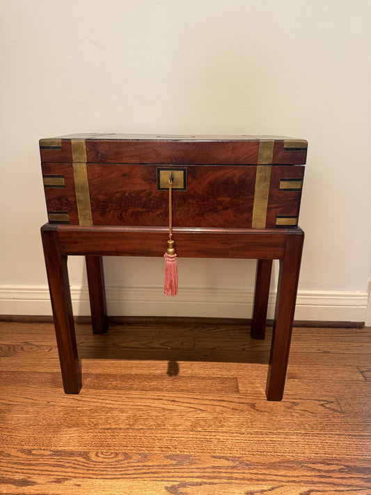 19th Century English Walnut and Brass Lapdesk on Stand