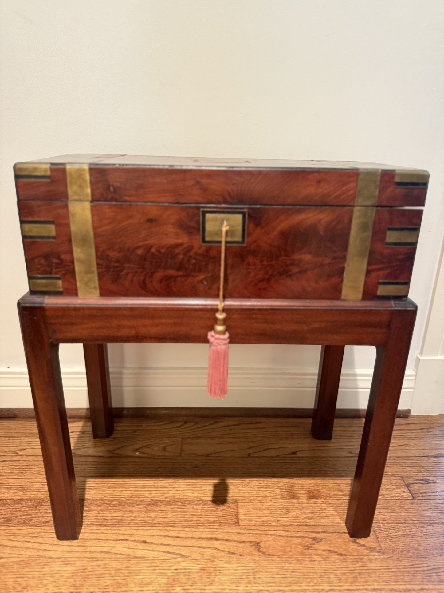 19th Century English Walnut and Brass Lapdesk on Stand