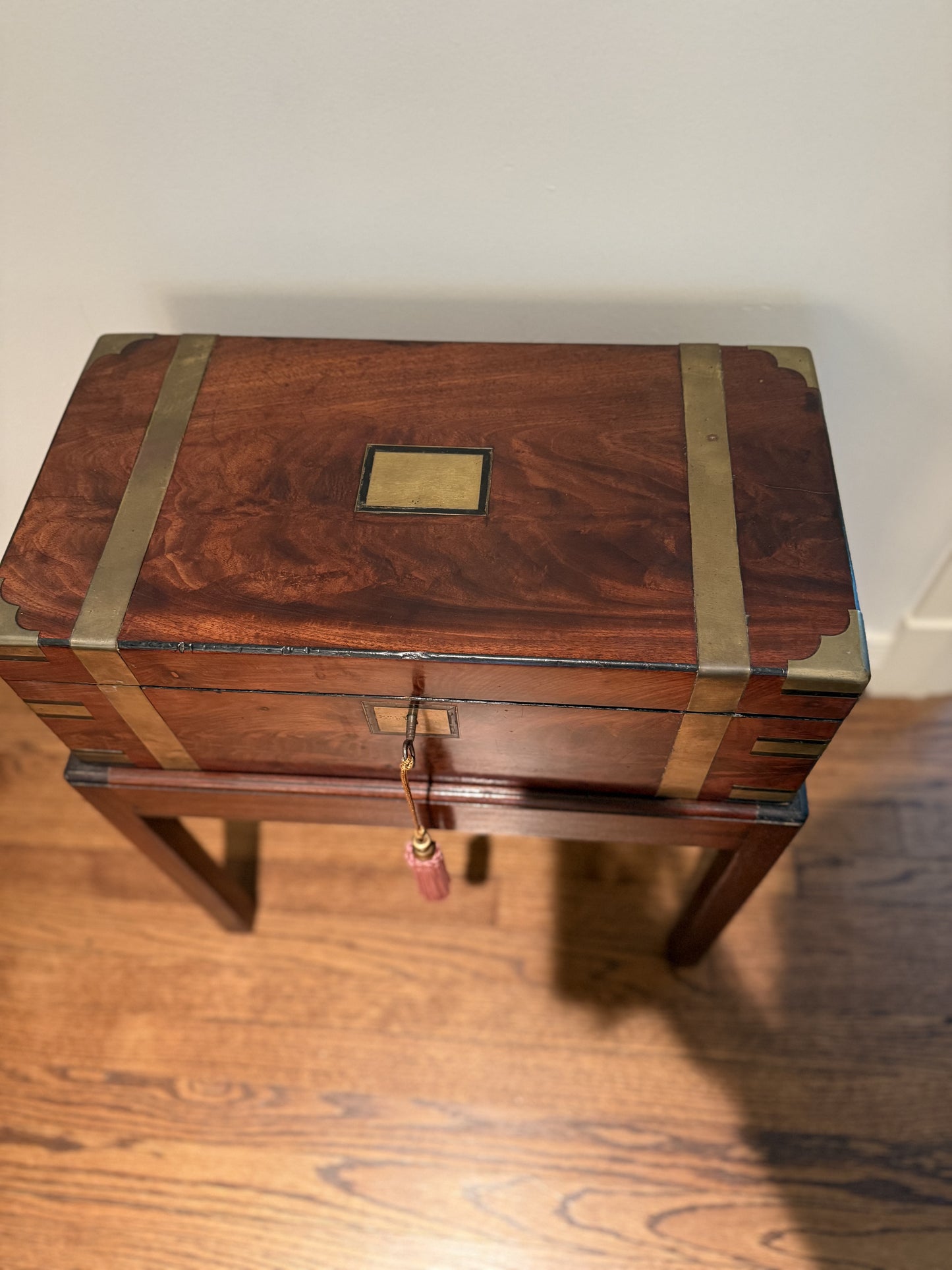 19th Century English Walnut and Brass Lapdesk on Stand