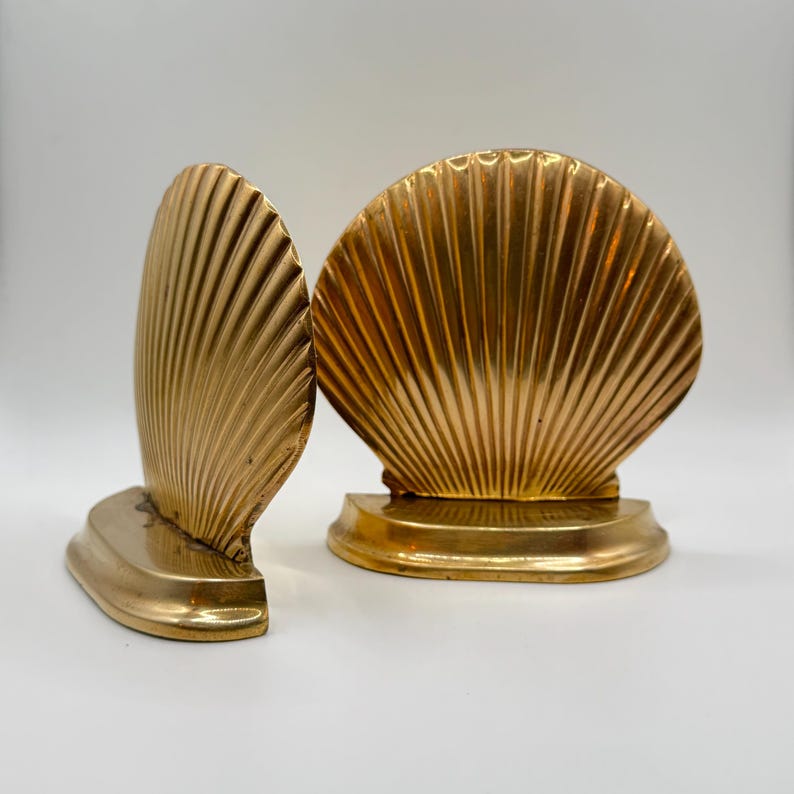 Pair of Brass Clam Shell Bookends
