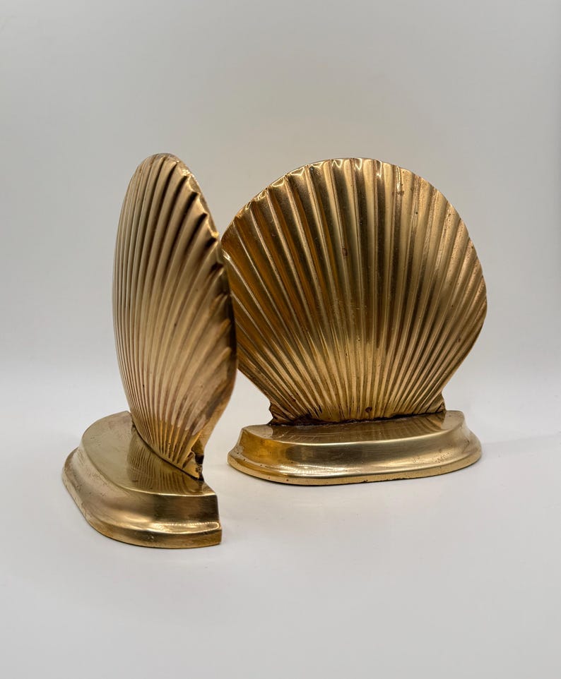 Pair of Brass Clam Shell Bookends
